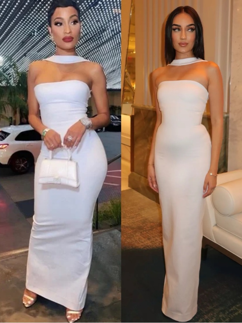 HELSA Stephanie Column Maxi Dress White